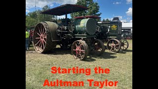 Starting the 3060 Aultman Taylor tractor engine museum farming [upl. by Ellenad]