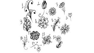 14 easy doodle flowers Doodle patterns [upl. by Swen]