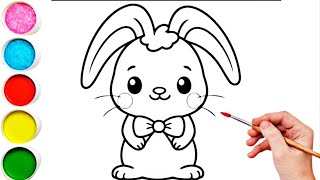 Cute Rabbit Drawing Painting amp Coloring For Kids and Toddlers Kids Art [upl. by Ttevy]