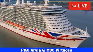 SHIPS TV  PampO Ventura amp PampO Iona Cruise Departing Port of Southampton LIVE [upl. by Bartley]