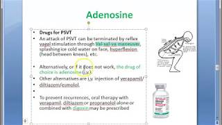 Pharmacology 592 c Adenosine PSVT Treatment Arrhythmic purine Mechanism Advantage verapamil Use [upl. by Irmine]