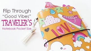 Travelers Notebook pocket size  Flip through Good Vibes  Dollar Tree  SOLD [upl. by Hara]