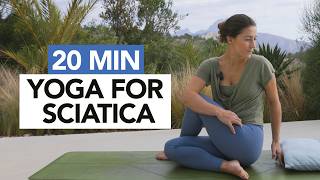 20 Min Yoga For Sciatica  Gentle Yoga Routine For Pain Relief [upl. by Ayekahs]