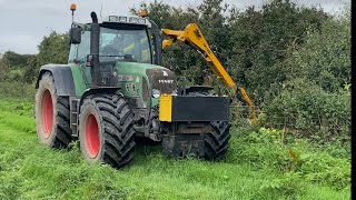 Fendt 820 VARIO with McConnell hedge cutter 2023 [upl. by Anerahs]