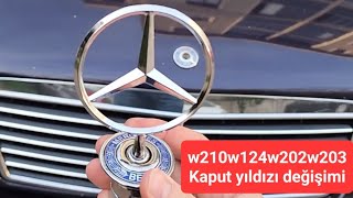 ⭐️2 dakikada w210 w124 w202 w203 kaput yıldızı değişimi⭐️ Mercedes hood emblem replacement 👍👍 [upl. by Asil61]