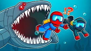 Spiderman and Miles Get Swallowed By SEA MONSTERS in Roblox [upl. by Tanaka]