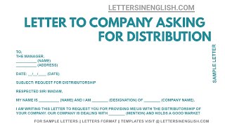 Letter To Company for Distributorship  Letters in English [upl. by Kristopher]