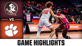 Florida St vs Clemson Game Highlights  202324 ACC Women’s Basketball [upl. by Ecyle]