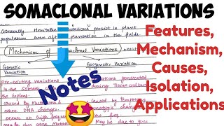 Somaclonal Variations notes biotechnology [upl. by Asare]