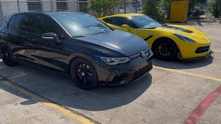 MK8 Golf R FBO E85 vs C7 E85 Corvette 150MPH [upl. by Adnaloy]