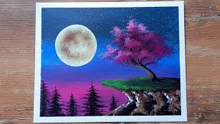 Acrylic Painting  How to paint landscape  Painting [upl. by Sherrie869]