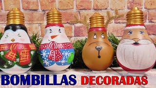 Bombillas navideñas decoradas con pintura acrílica [upl. by Culliton]