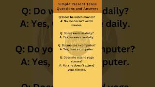 Simple Present Tense Questions and Answers  English Conversation Practice Sentences [upl. by Ayk]