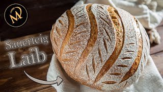 Sauerteig Laib mit 5050 Vollkorn und Weizenmehl  Sauerteig Brot backen [upl. by Sugirdor]