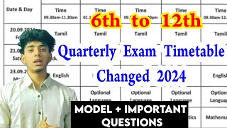 6th 7th 8th 9th Quarterly exam timetable 2024 10th 11th 12th Quarterly exam timetable 2024 TN [upl. by Caprice]