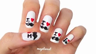 DISEÑO DE UÑAS BIGOTE  MOUSTACHE NAIL ART 💅 paso a paso [upl. by Dryden802]