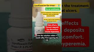 Ciprofloxacine Eye drops 💧opthalmology opthalmologist ciprofloxacin eyes antibiotics eyedrop [upl. by Oidualc]