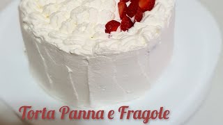 Torta Panna e Fragole con Pan di Spagna di 16 cm [upl. by Kcyred]