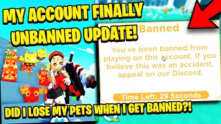 I GOT MY ACCOUNT BACK 😱IN PET SIMULATOR X AFTER BEING BANNED 2 DAYS 😭 DID I LOSE MY BEST PETS 😱 [upl. by Jozef]