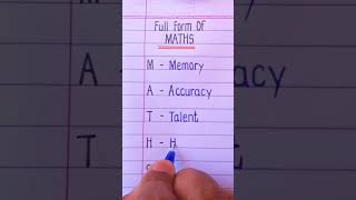 Full Form Of Maths  Maths Full form maths shorts fullform [upl. by Wetzel565]