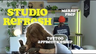 artist vlog 🌿 studio refresh market prep tattoo apprenticeship [upl. by Inhoj415]