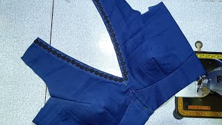 deep v neck design cutting and stitching full video tutorial for everyone blouse viralvideo [upl. by Shaughnessy73]