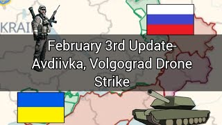 Feb 3rd Ukraine War Map Update Avdiivka Volgograd Drone Strike russiaukrainewar mapping [upl. by Ahsened]