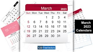 March 2023 Calendar  123FreeVectors [upl. by Tiemroth]