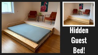 DIY Hidden Guest Bed Platform Bed Murphy bed alternative [upl. by Norvol233]