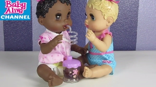 BABY ALIVE Sip n Slurp Compilation Unboxing Feeding and Changing Video [upl. by Edora701]