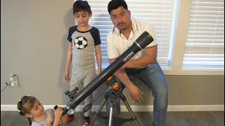 Celestron  AstroMaster 70AZ Telescope Unboxing and testing [upl. by Sirrap12]