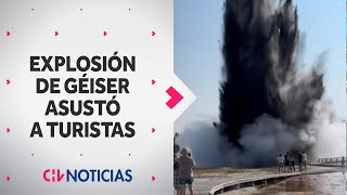 IMPACTANTES IMÁGENES Así fue la explosión de un géiser en el Parque Yellowstone  CHV Noticias [upl. by Muhan116]