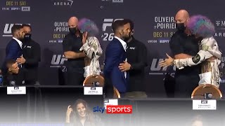 Tempers flare at UFC 269 press conference  Garbrandt O’Malley restrained NunesPena trade insults [upl. by Herrmann]