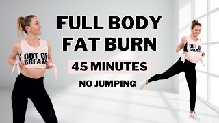 🔥45 MIN SWEATY HIIT🔥FULL BODY FAT BURN🔥All Standing🔥No Jumping🔥No Repeat🔥homeworkout [upl. by Notsla591]