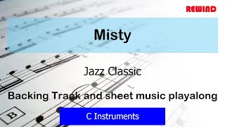 Misty Jazz Classic Flute Violin Backing Track and Sheet Music [upl. by Novyat]