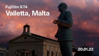 Fuji XT4 Cinematic Video  XT4 Low Light  XT4 Travel Video Valetta Malta [upl. by Enelegna]