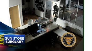 Caught on video 4 suspects wanted in New Jersey gun shop smash and grab [upl. by Aelhsa]