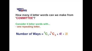 Permutations and Combinations  Arrangements involving repeated characters [upl. by Gaskin]