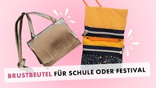 BrustbeutelPortemonnaie für Schule und Festival nähen  gratis Schnittmuster [upl. by Aicirt759]