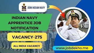 Indian Navy Apprentice Jobs Notification 2024 For 275 Posts govtjobdekho [upl. by Sotnas]