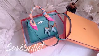 Hermès Kelly Bag  7B Turquoise Blue  Immersive Unboxing Video [upl. by Cudlip]