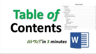 Creating a Table of Contents in Microsoft Word Insert Table of Contentsበአማረኛ in 3 Minutes [upl. by English]