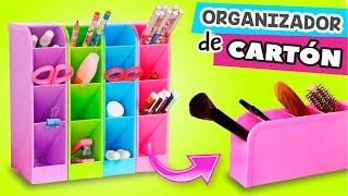 ORGANIZADOR de ESCRITORIO de CARTON reciclado ⭐Así o más fácil ⭐ [upl. by Aiel]