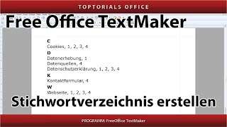 Stichwortverzeichnis  Index erstellen Free Office TextMaker [upl. by Ellenaej]