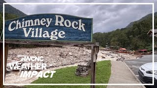 Totally gone Chimney Rock destroyed by Hurricane Helene [upl. by Refinnaej]