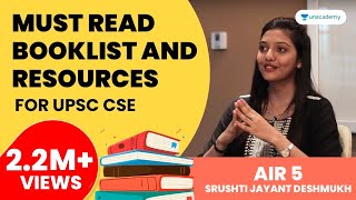 Must Read Booklist and Resources for UPSC CSE by AIR 5 Srushti Jayant Deshmukh [upl. by Aihseken]