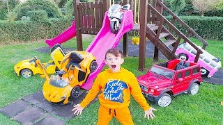 ALİNİN ARABALARI EVDEN KAÇTI Toy Cars Escaped Kid Ride on Power wheels [upl. by Cowan]