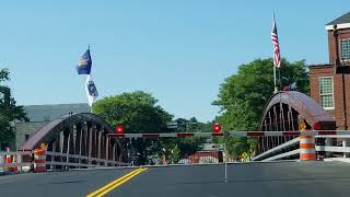 Fairport Lift Bridge Repaired Going Down Train in Background  Erie Canal  Fairport NY  JUL21 [upl. by Toddy]