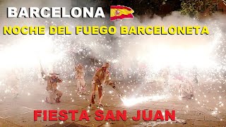 BARCELONA 🔥 SAN JUAN  Noche del Fuego Barceloneta 2023 CORREFOC 4K [upl. by Elden]