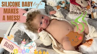 Silicone Baby Doll Feeding 🍼 Changing and Bath 🛁  siliconebaby reborn thedollsarentreal [upl. by Aisena]